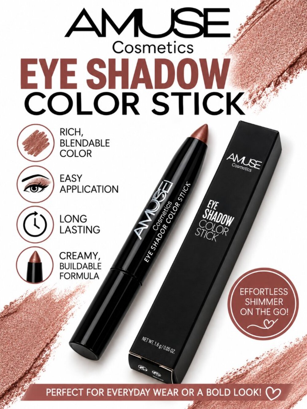 Amuse Cosmetics Eye Shadow Color Stick FK9652MIX-1 NIB